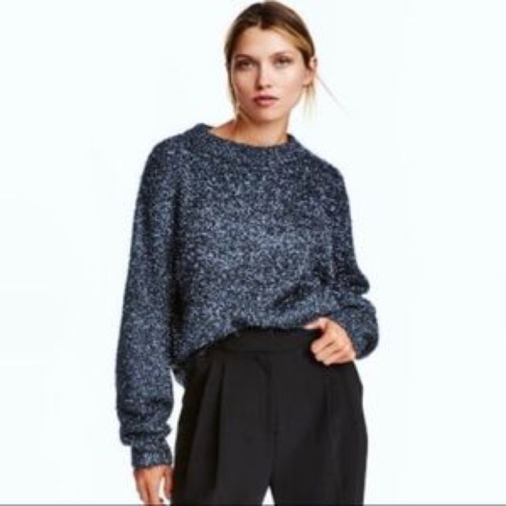 Blue Sparkly H&M Pullover Sweater Blouse
